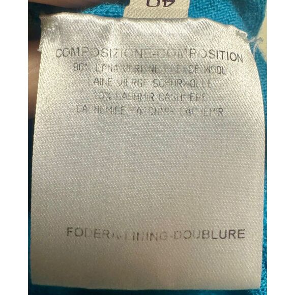 STELLA MCCARTNEY Wool/Cashmere Blue Ruffle Front Cardigan, Sz 40 (S) - Picture 9 of 10